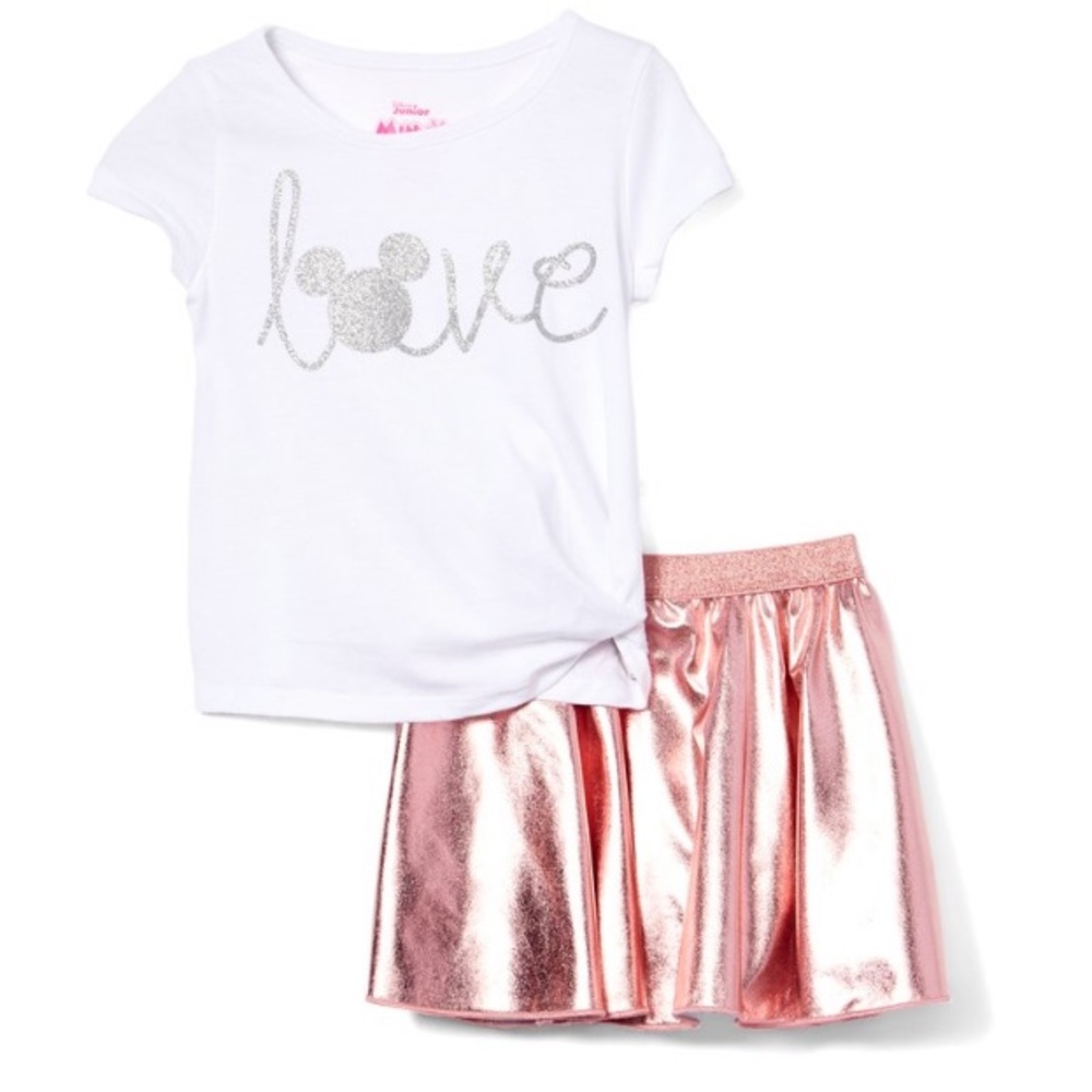 Minnie Mouse White & Pink “Love” Top & Skirt